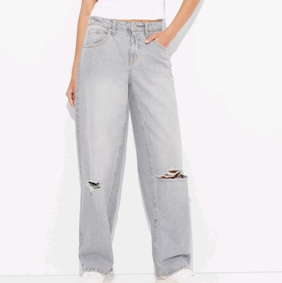 Wild Fable Mid-Rise 90s Relaxed Straight Gray Jeans Size 17 - Picture 1 of 15